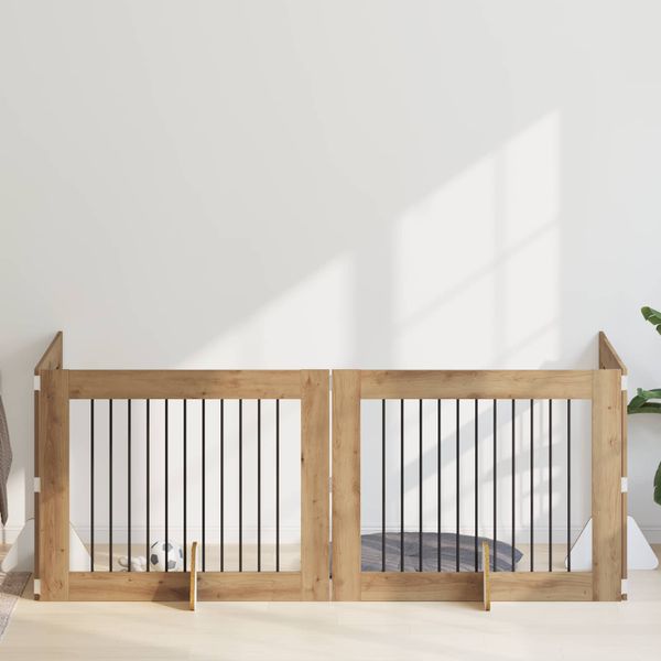 vidaXL Brána pre psov so stojanmi 4 pcs Dub artisan 100 x 80 cm