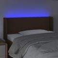 vidaXL Čelo postele s LED tmavohendé 103x16x78/88 cm látka