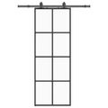vidaXL Posuvné dvere s kovaním čierne 76x205 cm ESG sklo