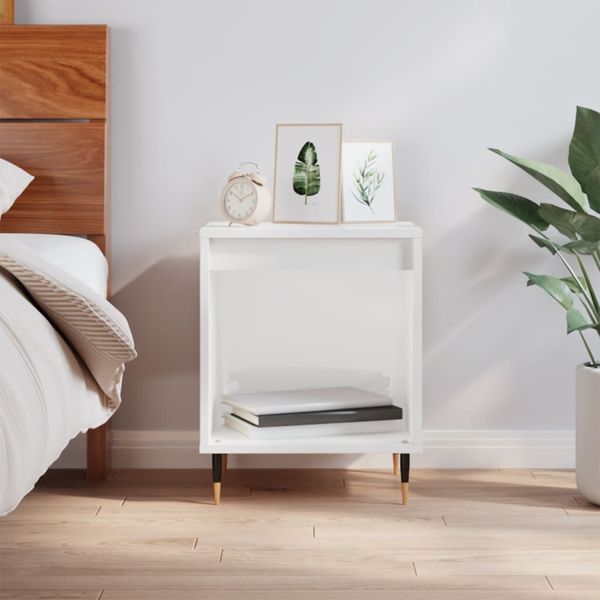 vidaXL Nočný stolík lesklý biely 40x35x50 cm spracované drevo