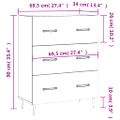 vidaXL Komoda biela 69,5x34x90 cm kompozitné drevo