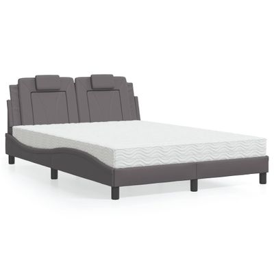 vidaXL Posteľ Viana s matracom sivá 140x200 cm umelá koža