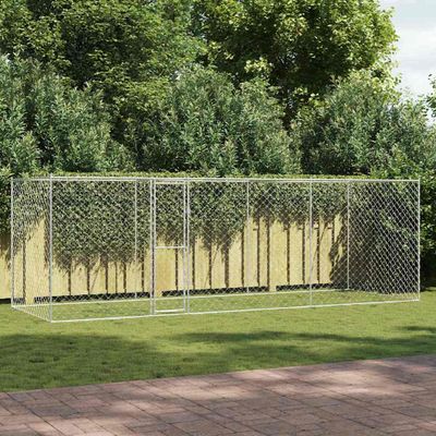 vidaXL Klietka pre psa Strieborná 600 x 200 x 200 cm Pozinkovaná oceľ