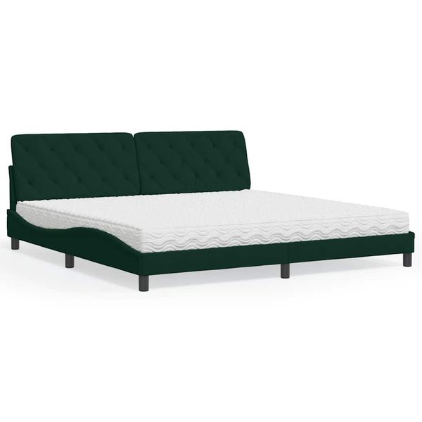 vidaXL Posteľ s matracom tmavozelený 200x200 cm zamat