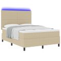 vidaXL LED box s pružinami Svetlo šedá a biela 140 x 190 cm