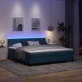 vidaXL LED box s pružinami Tmavomodrá 180 x 200 cm Zamat