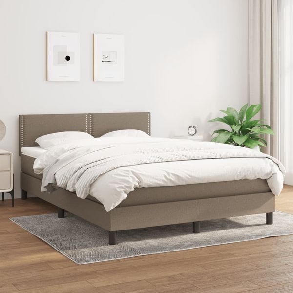 vidaXL Boxspring posteľ s matracom sivohnedý 140x190 cm látka
