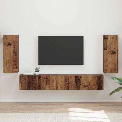 vidaXL Zostava TV skriniek 4 pcs Staré drevo Kompozitné drevo