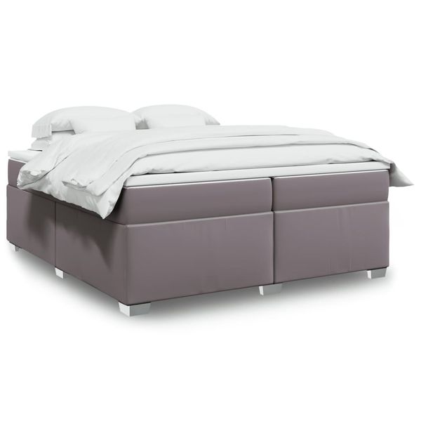vidaXL Boxspring posteľ s matracom sivá 200x200 cm umelá koža