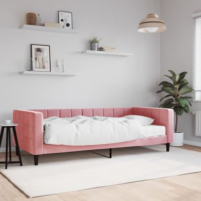 vidaXL Denná posteľ s matracom ružová 90x200 cm zamat