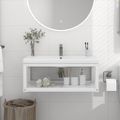 vidaXL Nástenný rám na umývadlo biely 79x38x31 cm železo