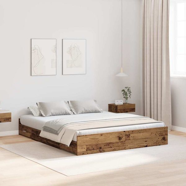 vidaXL Rám postele s úložným prostorem Staré drevo 140 x 200 cm
