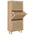 vidaXL Botník hnedý 52x25x115 cm spracované drevo a prírodný ratan