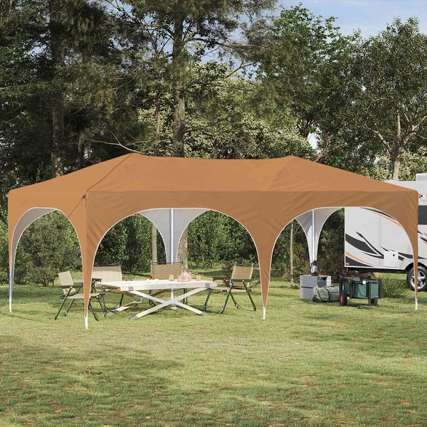 vidaXL Prístrešok na párty 575 x 288 x 245 cm Béžová Oxfordská látka