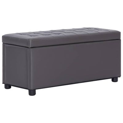 vidaXL Taburetka s úložným priestorom 87,5 cm, sivá, umelá koža