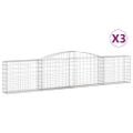 vidaXL Oblúkové gabionové koše 3 ks 400x30x80/100cm pozinkované železo