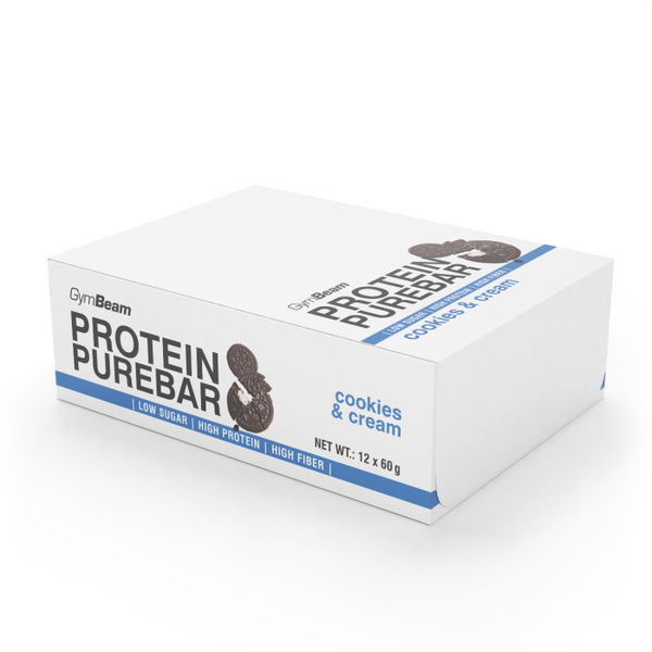 Proteínová tyčinka PureBar - GymBeam, cookies & cream, 12 x 60 g