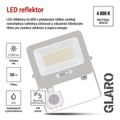 LED reflektor GLARO EMOS ZS2334W s pohybom citlivým čidlom, 30 W, biely, IP54, 3000 lm, neutrálny biely