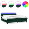 vidaXL Box Spring Posteľ s matracom a LED Tmavo zelená 200x210 cm Zamat