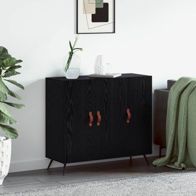 vidaXL Servírovacia skriňa Čierny dub 89,5 x 34 x 80 cm