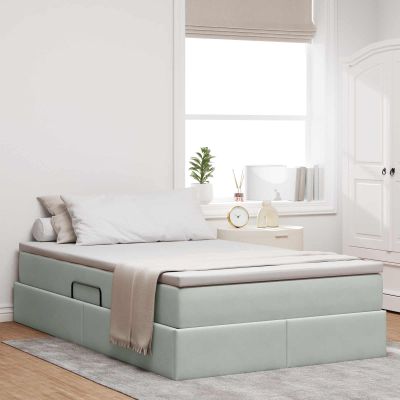 vidaXL Postel s úložným prostorem a matrací Svetlosivá 120 x 190 cm