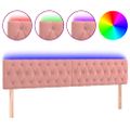 vidaXL Čelo postele s LED ružové 200x7x78/88 cm zamat