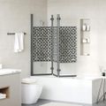vidaXL Zábrana sprchy Čierna a priehľadná 130 x 130 cm tvrdené sklo