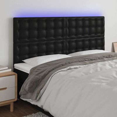 vidaXL Čelo postele s LED čierne 180x5x118/128 cm umelá koža