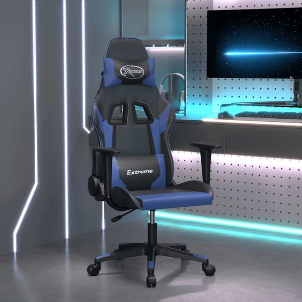vidaXL Herná stolička čierna a modrá umelá koža