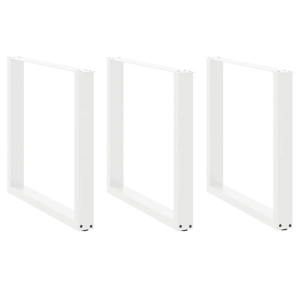 vidaXL Nohy k jedálenskému stolu v tvare U, 3 ks, biele, 90 x (72-73) cm, oceľové