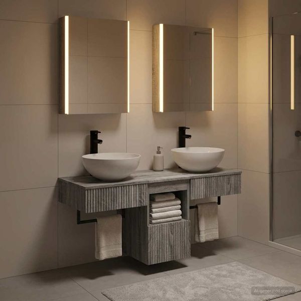 vidaXL Set kabinetov do kúpeľne 5 pcs Sivý Sonoma 43 x 11,5 x 60,5 cm