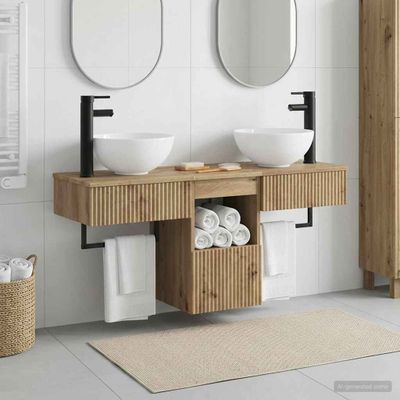 vidaXL Sada kúpeľňového nábytku 3 ks Dub artisan Kompozitné drevo