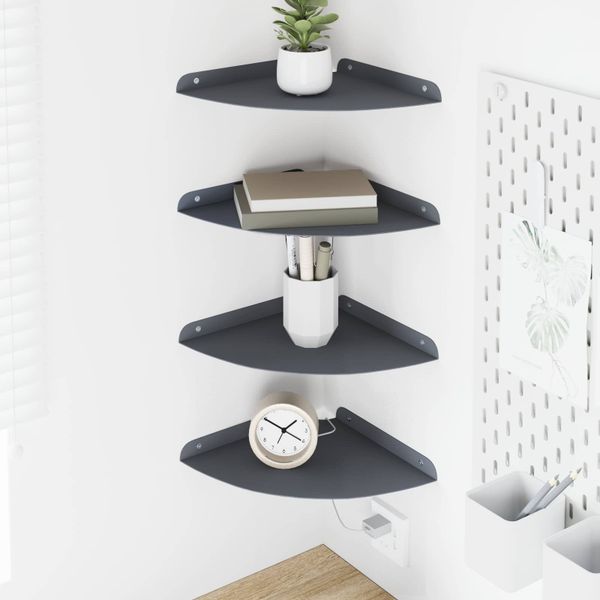 vidaXL Závesná polica s poličkou 4 pcs Antracit 24 x 24 x 2,3 cm