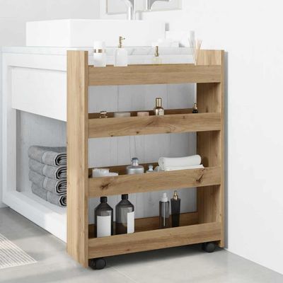 vidaXL Úzky úložný vozík 4 poschodia dub artisan kompozitné drevo