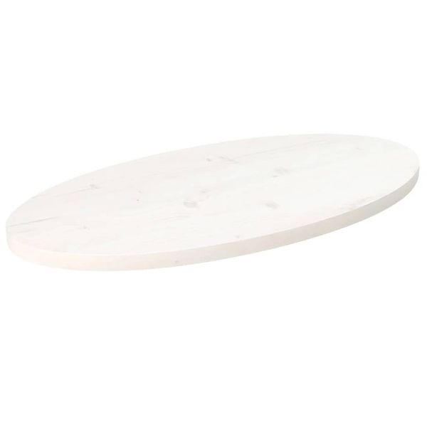 vidaXL Stolová doska, biela 60x30x2,5 cm, borovicový masív, oválna