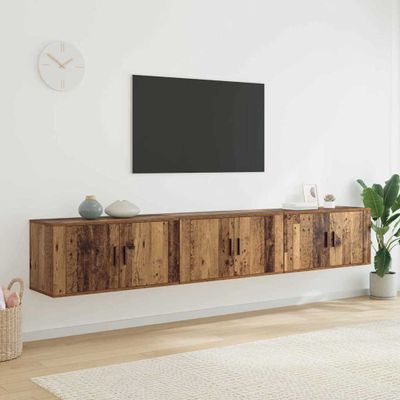 vidaXL Nástenný TV kabinetový set 3 pcs Staré drevo 80 x 34,5 x 40 cm