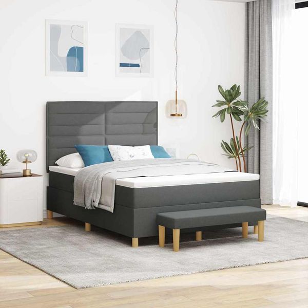 vidaXL Posteľ s pružinovým rámom Tmavo šedá 200 x 160 cm látka