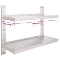 vidaXL Nástenný regál s 2 policami nehrdzavejúca oceľ 100x30 cm