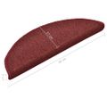 vidaXL Schodové rohože 15 ks 56x17x3 cm bordové polkruhové