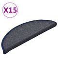 vidaXL Schodové rohože 15 ks 56x17x3 cm tmavošedé a modré polkruhové