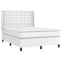 vidaXL Boxspring posteľ s matracom biely 140x190 cm umelá koža