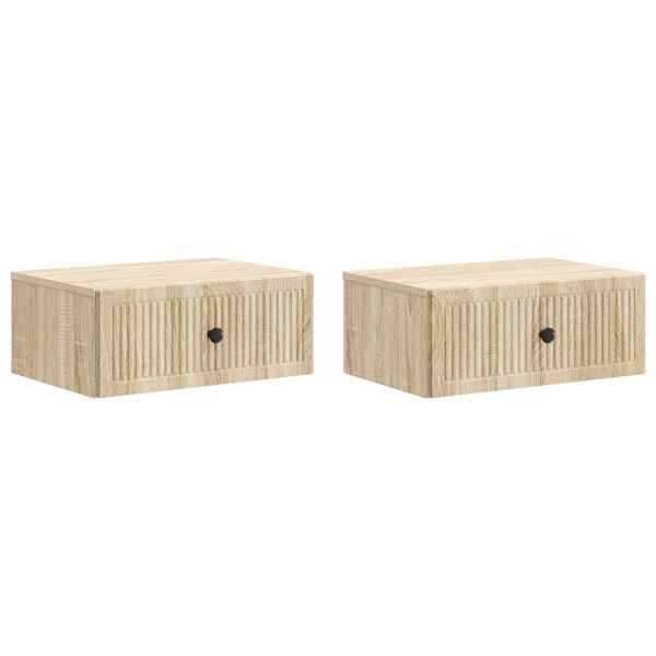vidaXL Nočný stolík so zásuvkou 2 pcs Dub sonoma 49 x 34,5 x 20 cm