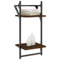 vidaXL 2-poschodové nástenné police s tyčami 2 ks hnedý dub 30x25x65cm