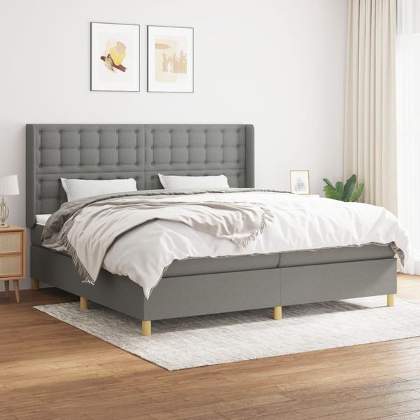 vidaXL Boxspring posteľ s matracom tmavosivá 200x200 cm látka