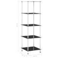 vidaXL Regál s 5 policami, čierny 40x40x130 cm, tvrdené sklo