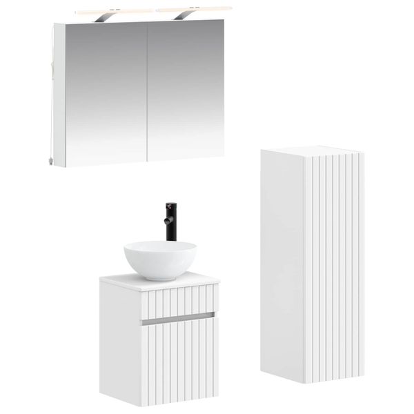 vidaXL Sada kúpeľňového nábytku 4 pcs Biela Kompozitné drevo a sklo