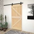 vidaXL Posuvné dvere 90 x 210 cm Borovicový masív Prírodná a čierna