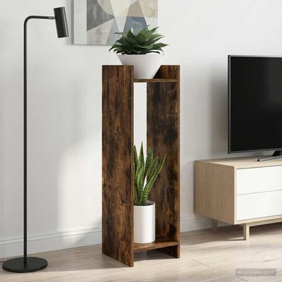 vidaXL Stojan na rastliny s poličkou 2 pcs Údený Dub 30 x 30 x 100 cm