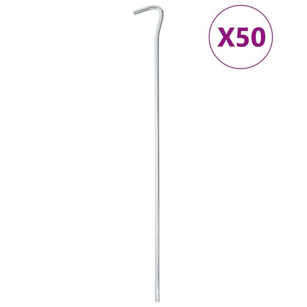 vidaXL Stanové kolíky 50 ks 30 cm Ø7 mm pozinkovaná oceľ