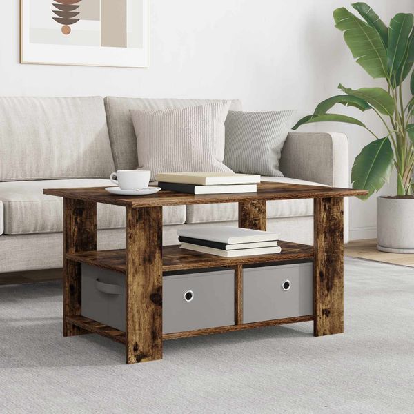 vidaXL Konferenčný stolík Dymová dub 77 x 55 x 42 cm Kompozitné drevo